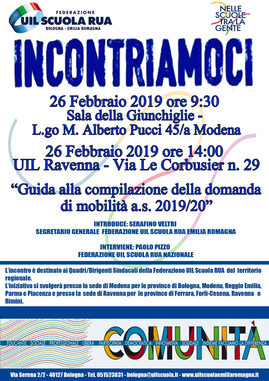 INCONTRIAMOCI  Guida alla compilazione della domanda di mobilità a.s.  2019/20 - Uil Scuola Emilia Romagna