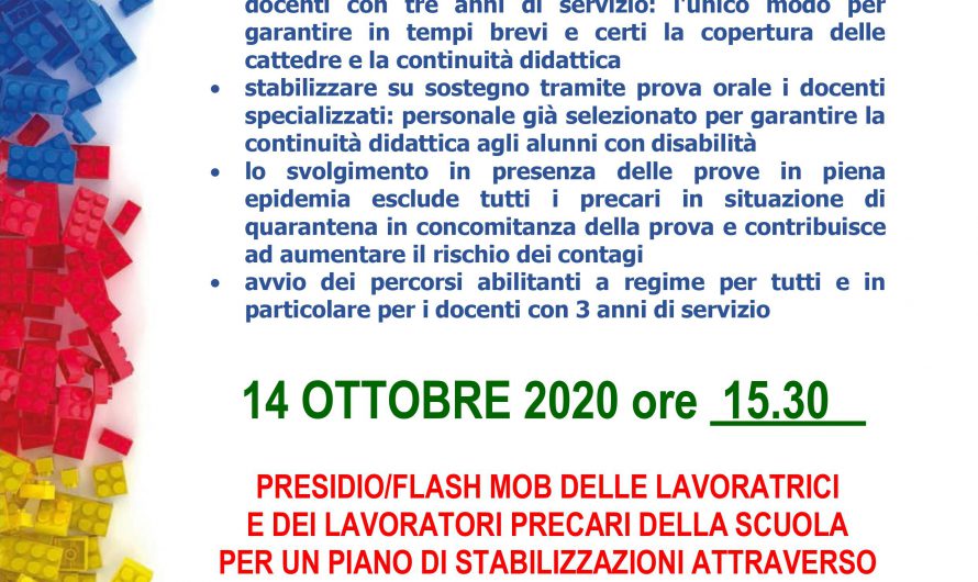 14 OTTOBRE: UNA GIORNATA DI MOBILITAZIONE DEI PRECARI DELLA SCUOLA