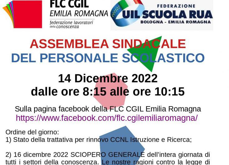 FLC CGIL – UIL SCUOLA RUA | Assemblea sindacale del personale scolastico mercoledì 14 dicembre dalle ore 8.15 alle ore 10.15