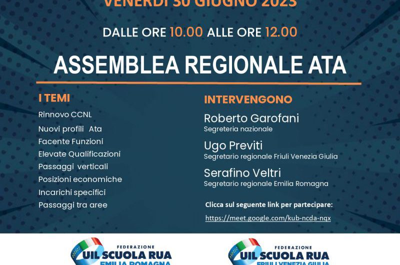 FEDERAZIONE UIL Scuola RUA Emilia Romagna | Assemblea sindacale regionale in orario di servizio – venerdì 30 giugno 2023
