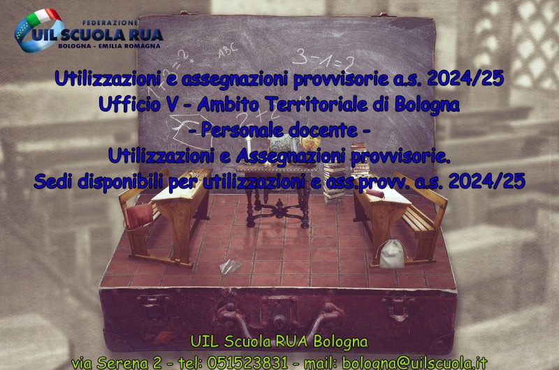 UAT di Bologna | Sedi disponibili per utilizzazioni e ass.provv. docenti a.s. 2024/25