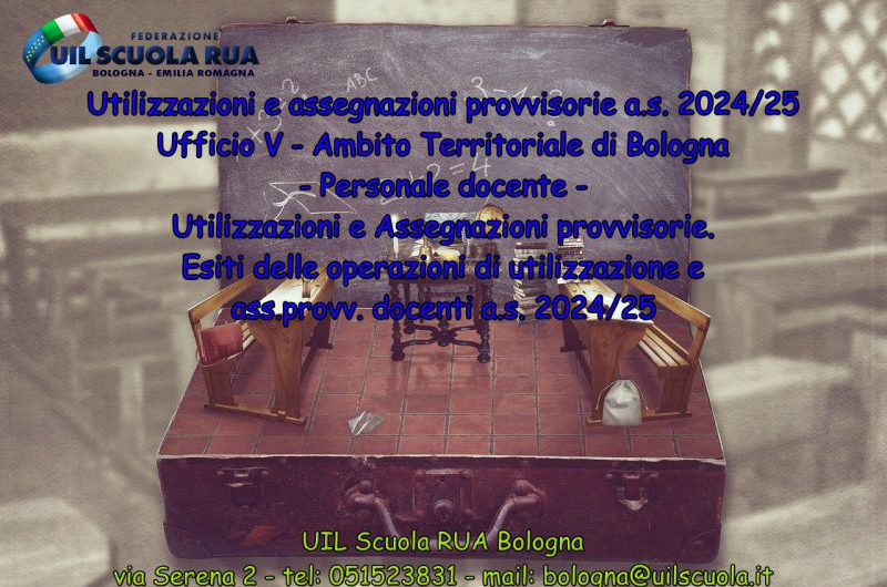 UAT di Bologna | Esiti delle operazioni di utilizzazione e ass.provv. docenti a.s. 2024/25