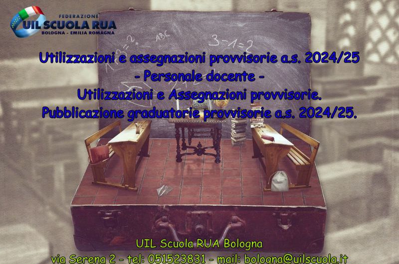 UAT di Bologna | Utilizzazioni e ass.provv. docenti 24/25 – Pubblicazione grad. provvisorie