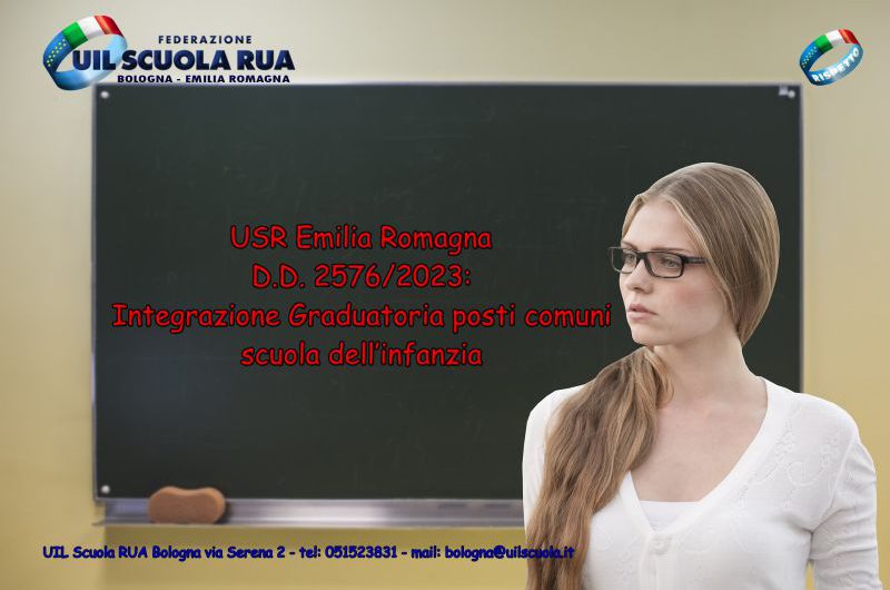 USR Emilia Romagna | D.D. 2576/2023: Integrazione Graduatoria posti comuni scuola dell’infanzia