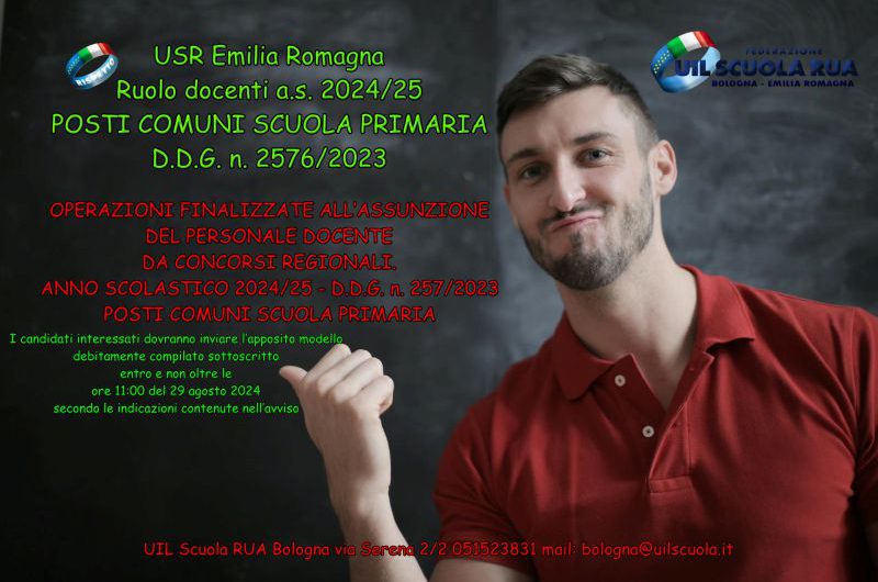 USR Emilia Romagna | Ruolo docenti a.s. 2024/25 – POSTI COMUNI SCUOLA PRIMARIA – D.D.G. n. 2576/2023