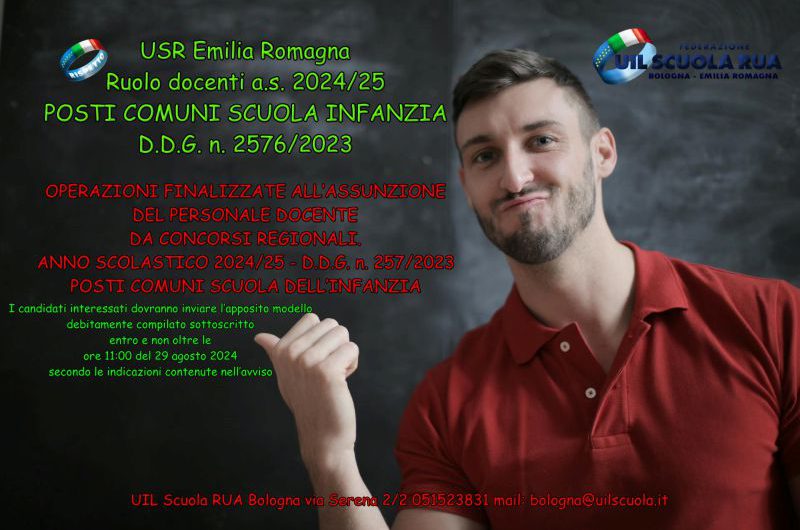 USR Emilia Romagna | Ruolo docenti a.s. 2024/25 – POSTI COMUNI SCUOLA INFANZIA – D.D.G. n. 2576/2023