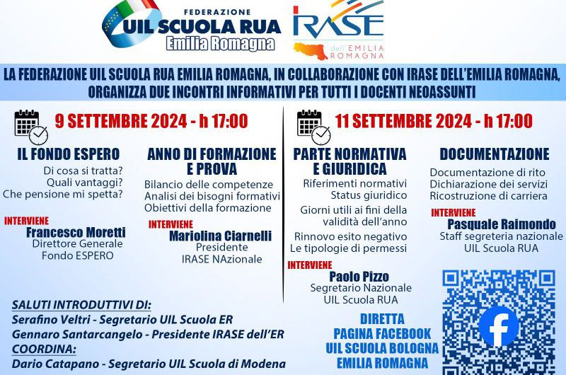 Incontri informativi gratuiti e online per docenti neoassunti – 9 settembre 2024 ore 17 – 11 settembre 2024 ore 17