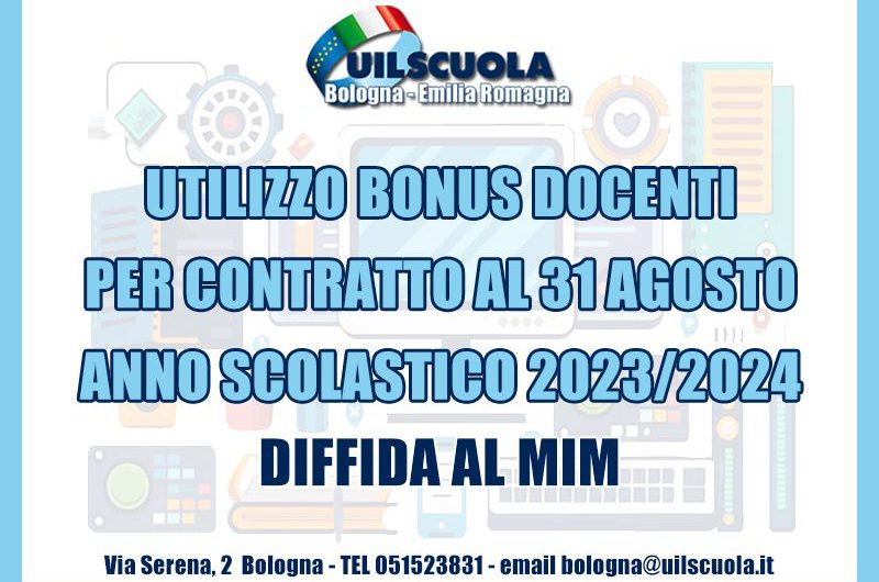 Utilizzo bonus docente per contratto al 31 agosto a.s. 2023/24 – DIFFIDA AL MIM