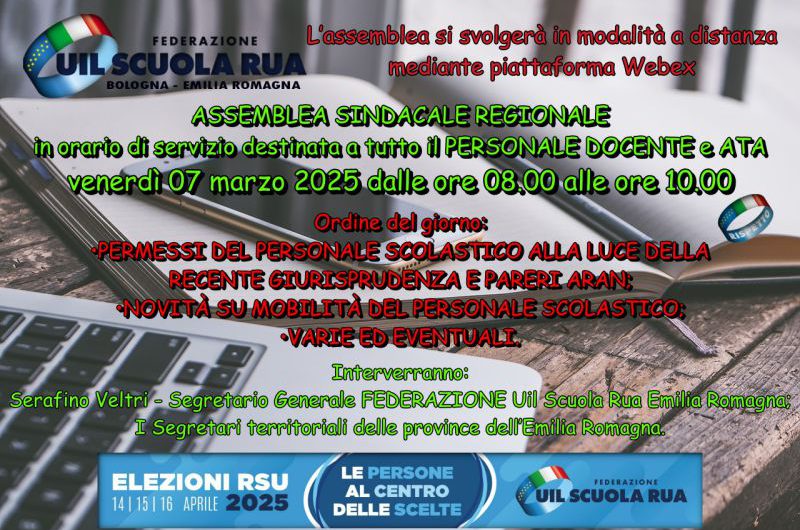 FEDERAZIONE UIL Scuola RUA Emilia Romagna | Assemblea sindacale regionale in orario di servizio del 7 marzo 2025